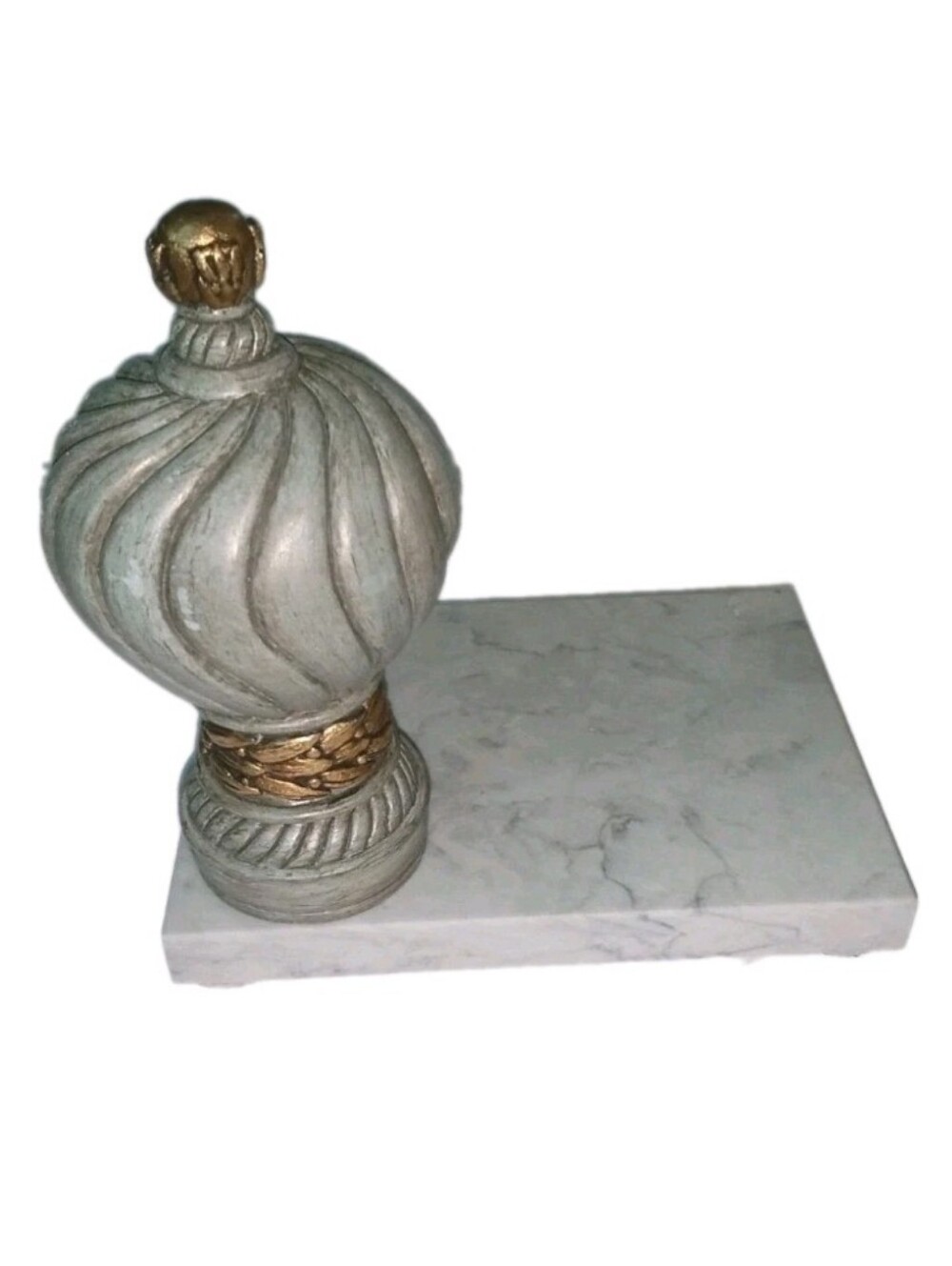 NEW 1 Luxurious "Eclipse" Polished Natural Quartz Slab Base w/Garland Sculpture!